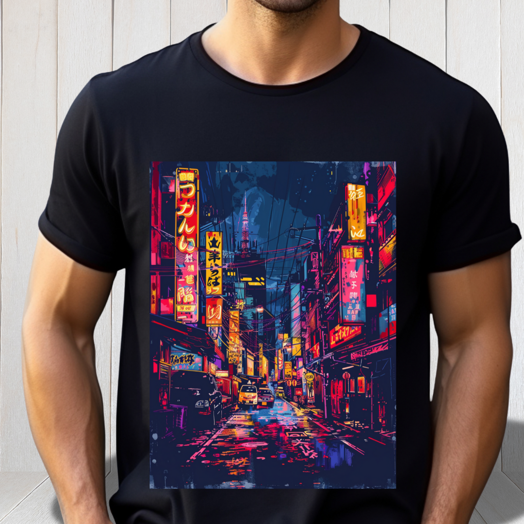 Japanese Urban Nightscape , Street Art Tee