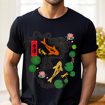 Serene Koi Fish & Good Fortune – Japanese Inspired Tee