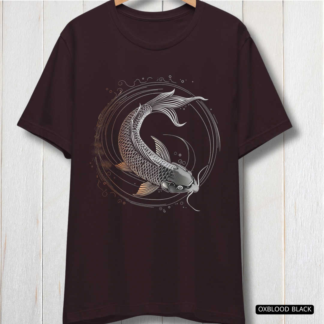 Koi Fish Minimalist T-Shirt | Japanese Line Art Graphic Tee |Luxury Print