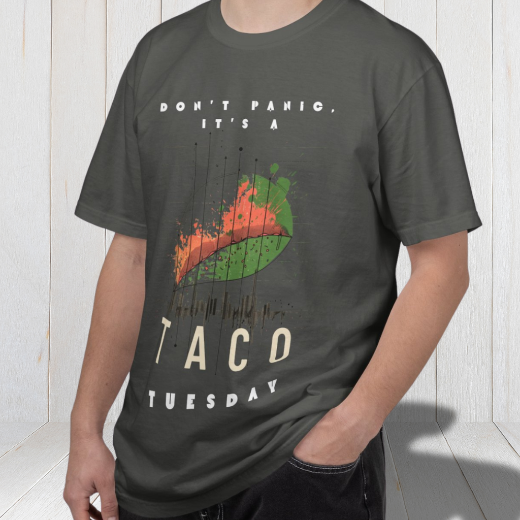 Don't Panic It's A Taco Tuesday Tee | Taco graphic, retro soundwave