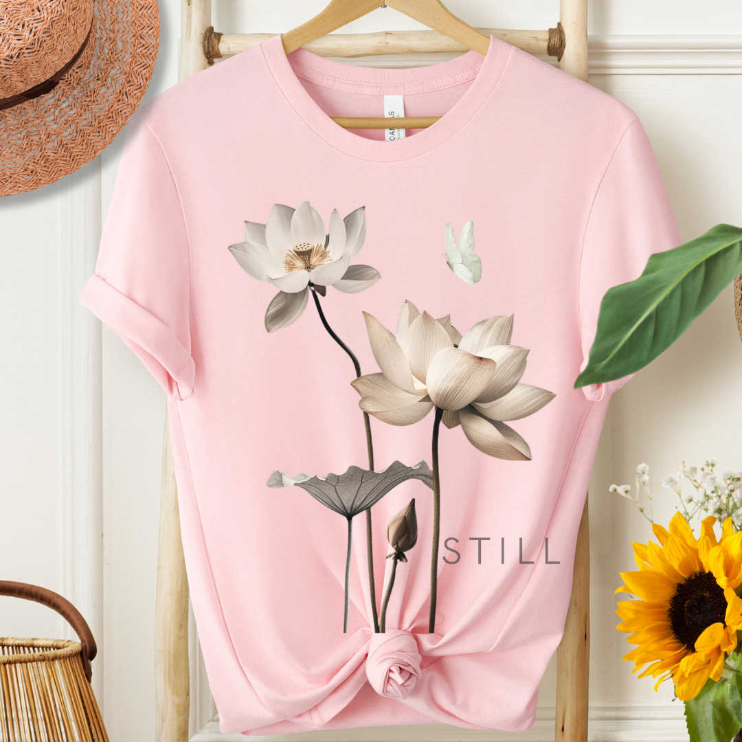STILL — Lotus & Butterfly Minimalist Zen T-Shirt