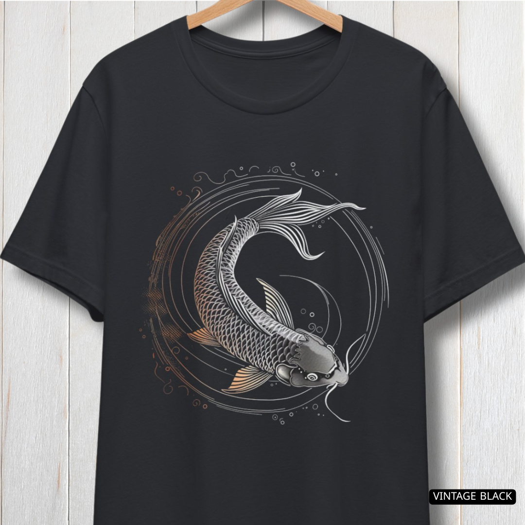 Koi Fish Minimalist T-Shirt | Japanese Line Art Graphic Tee |Luxury Print