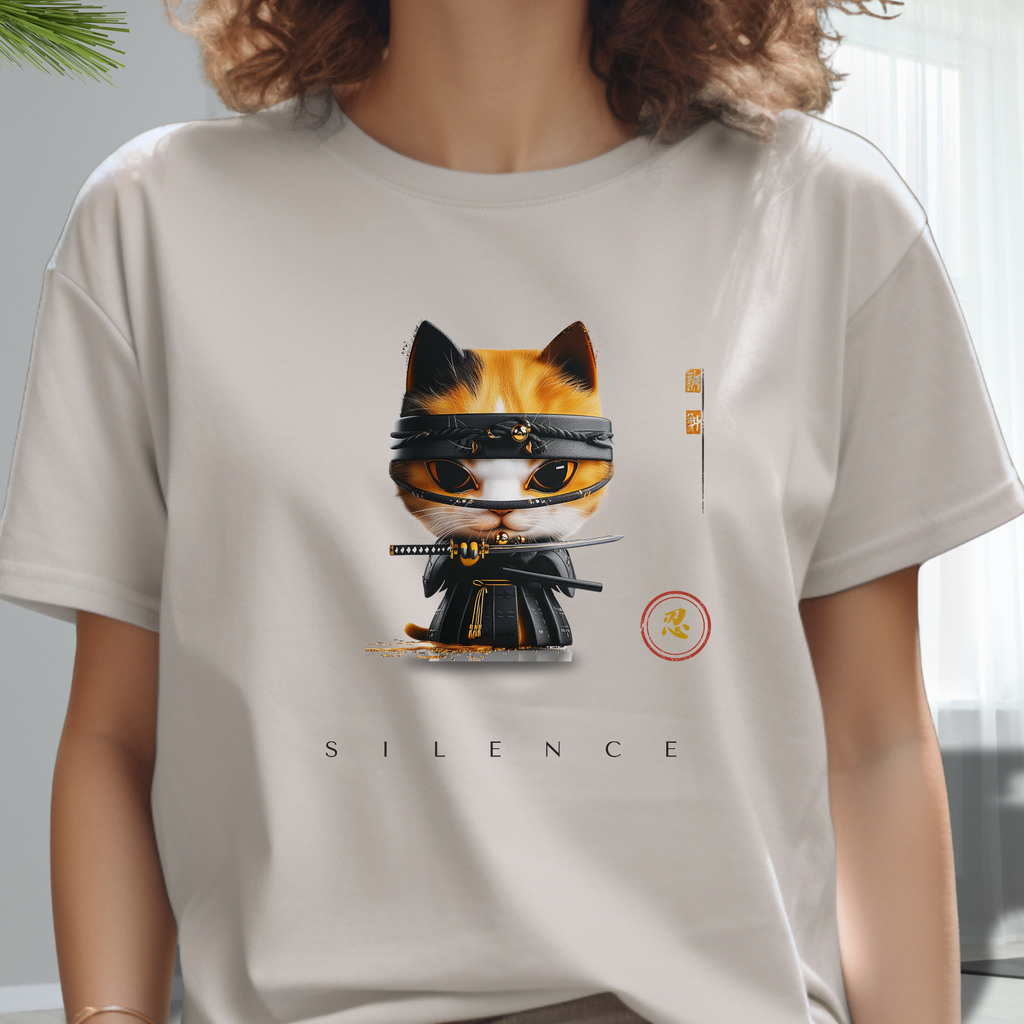 Ninja Cat Minimalist Aesthetic Tee