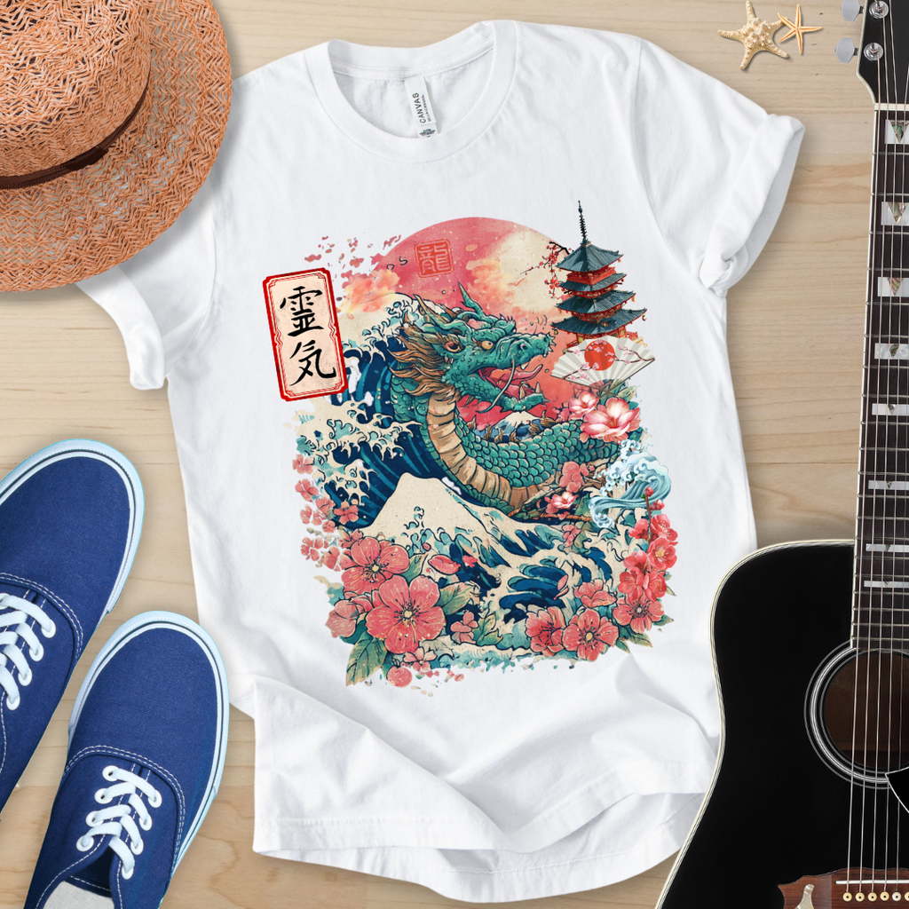 Japanese Dragon Art Unisex Tee - Vintage Style